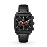 Buy Shop Tag Heuer Monaco Automatic Chronograph Black Dial Black Leather Strap Watch for Men - CBL2180.FC6497 USA Online