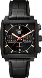 Buy Shop Tag Heuer Monaco Automatic Chronograph Black Dial Black Leather Strap Watch for Men - CBL2180.FC6497 USA Online