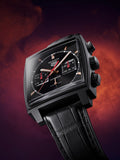 Tag Heuer Monaco Automatic Chronograph Black Dial Black Leather Strap Watch for Men - CBL2180.FC6497