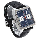 Buy Shop Tag Heuer Monaco Automatic Chronograph Blue Dial Black Leather Strap Watch for Men - CAW211P.FC6356 USA Online