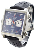 Buy Shop Tag Heuer Monaco Automatic Chronograph Blue Dial Black Leather Strap Watch for Men - CAW211P.FC6356 USA Online