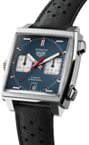 Buy Shop Tag Heuer Monaco Automatic Chronograph Blue Dial Black Leather Strap Watch for Men - CAW211P.FC6356 USA Online