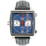 Buy Shop Tag Heuer Monaco Automatic Chronograph Blue Dial Black Leather Strap Watch for Men - CAW211P.FC6356 USA Online
