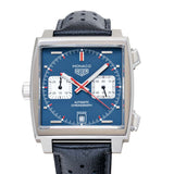 Buy Shop Tag Heuer Monaco Automatic Chronograph Blue Dial Black Leather Strap Watch for Men - CAW211P.FC6356 USA Online