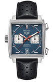 Buy Shop Tag Heuer Monaco Automatic Chronograph Blue Dial Black Leather Strap Watch for Men - CAW211P.FC6356 USA Online