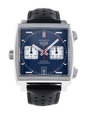 Buy Shop Tag Heuer Monaco Automatic Chronograph Blue Dial Black Leather Strap Watch for Men - CAW211P.FC6356 USA Online