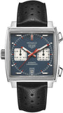 Buy Shop Tag Heuer Monaco Automatic Chronograph Blue Dial Black Leather Strap Watch for Men - CAW211P.FC6356 USA Online