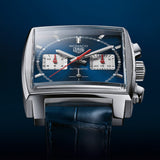 Buy Shop Tag Heuer Monaco Automatic Chronograph Blue Dial Blue Leather Strap Watch for Men - CBL2111.FC6453 USA Online