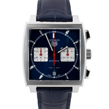 Buy Shop Tag Heuer Monaco Automatic Chronograph Blue Dial Blue Leather Strap Watch for Men - CBL2111.FC6453 USA Online