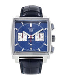 Buy Shop Tag Heuer Monaco Automatic Chronograph Blue Dial Blue Leather Strap Watch for Men - CBL2111.FC6453 USA Online