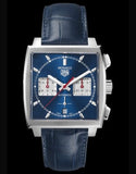 Buy Shop Tag Heuer Monaco Automatic Chronograph Blue Dial Blue Leather Strap Watch for Men - CBL2111.FC6453 USA Online