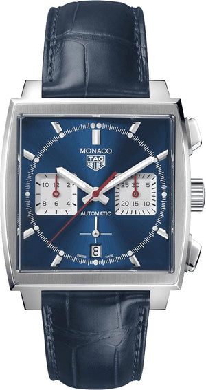 Buy Shop Tag Heuer Monaco Automatic Chronograph Blue Dial Blue Leather Strap Watch for Men - CBL2111.FC6453 USA Online