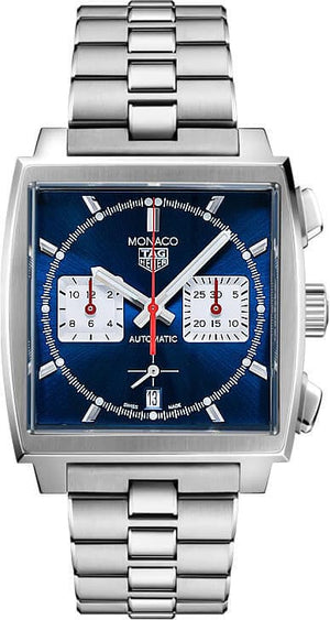 Buy Shop Tag Heuer Monaco Automatic Chronograph Blue Dial Silver Steel Strap Watch for Men - CBL2111.BA0644 USA Online