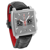 Buy Shop Tag Heuer Monaco Calibre 12 Final Edition Chronograph Grey Dial Black Leather Strap Watch for Men - CAW211J.FC6476 USA Online
