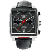 Buy Shop Tag Heuer Monaco Calibre 12 Final Edition Chronograph Grey Dial Black Leather Strap Watch for Men - CAW211J.FC6476 USA Online