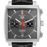 Buy Shop Tag Heuer Monaco Calibre 12 Final Edition Chronograph Grey Dial Black Leather Strap Watch for Men - CAW211J.FC6476 USA Online