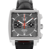 Buy Shop Tag Heuer Monaco Calibre 12 Final Edition Chronograph Grey Dial Black Leather Strap Watch for Men - CAW211J.FC6476 USA Online