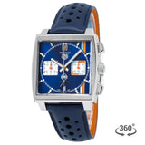 Buy Shop Tag Heuer Monaco Gulf Automatic Chronograph Blue Dial Blue Leather Strap Watch for Men - CBL2115.FC6494 USA Online