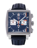 Buy Shop Tag Heuer Monaco Gulf Automatic Chronograph Blue Dial Blue Leather Strap Watch for Men - CBL2115.FC6494 USA Online
