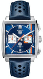 Buy Shop Tag Heuer Monaco Gulf Automatic Chronograph Blue Dial Blue Leather Strap Watch for Men - CBL2115.FC6494 USA Online
