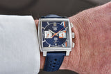Tag Heuer Monaco Gulf Automatic Chronograph Blue Dial Blue Leather Strap Watch for Men - CBL2115.FC6494
