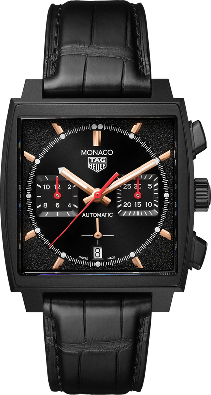 Buy Shop Tag Heuer Monaco Automatic Chronograph Black Dial Black Leather Strap Watch for Men - CBL2180.FC6497 USA Online