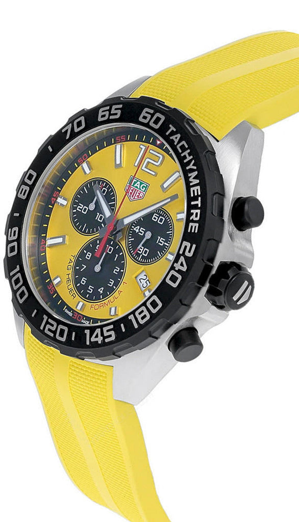 Buy Shop Tag Heuer Formula 1 Chronograph Yellow Dial Yellow Rubber Strap Watch for Men - CAZ101AM.FT8054 USA Online