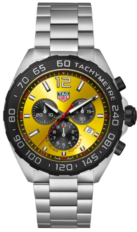 Buy Shop Tag Heuer Formula 1 Quartz Chronograph Yellow Dial Silver Steel Strap Watch for Men - CAZ101AM.BA0842 USA Online