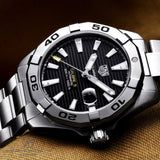 Tag Heuer Aquaracer Automatic Caliber 5 Black Dial Silver Steel Strap Watch for Men - WBD2110.BA0928