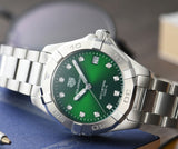 Buy Shop Tag Heuer Aquaracer Diamonds Emerald Green Dial Silver Steel Strap Watch for Women - WBD1316.BA0740 USA Online