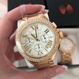 Buy Shop Michael Kors Camille Silver Diamonds Dial Gold Steel Strap Watch for Women - MK5756 USA Online
