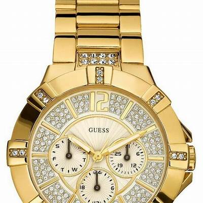 Buy Shop Guess Vista Diamonds Gold Dial Gold Steel Strap Watch for Women - W13573L1 USA Online