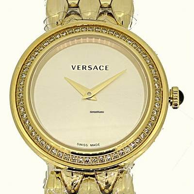 Buy Shop Versace V Flare Diamonds Silver Dial Gold Steel Strap Watch for Women - VEBN00918 USA Online
