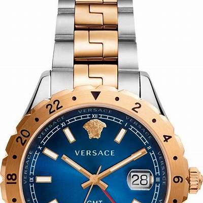 Buy Shop Versace Hellenyium GMT Blue Dial Two Tone Steel Strap Watch for Men - V11060017 USA Online