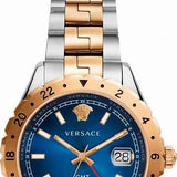 Buy Shop Versace Hellenyium GMT Blue Dial Two Tone Steel Strap Watch for Men - V11060017 USA Online