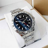 Buy Shop Versace Hellenyium GMT Blue Dial Silver Steel Strap Watch for Men - V11010015 USA Online