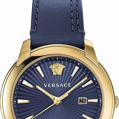 Buy Shop Versace V-Urban Quartz Blue Dial Blue Leather Strap Watch for Men - VELQ00319 USA Online