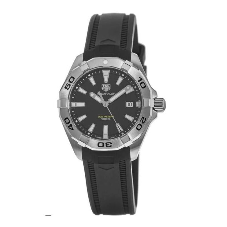 Buy Shop Tag Heuer Aquaracer Quartz Black Dial Black Rubber Strap Watch for Men - WBD1110.FT8021 USA Online