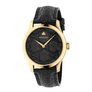 Buy Shop Gucci G Timeless Quartz Black Dial Black Leather Strap Watch For Women - YA1264034A USA Online