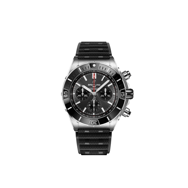 Buy Shop Breitling Super Chronomat B01 44 Black Dial Black Rubber Strap Watch for Men - AB0136251B2S1 USA Online
