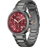 Buy Shop Hugo Boss One Chronograph Red Dial Grey Steel Strap Watch For Men - 1514000 USA Online