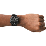 Buy Shop Emporio Armani Luigi Analog Black Dial Black Leather Strap Watch For Men - AR11450 USA Online