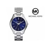 Buy Shop Michael Kors Slim Runway Quartz Blue Dial Silver Steel Strap Watch For Women - MK3379 USA Online