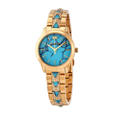 Buy Shop Michael Kors Petite Runway Mercer Blue Dial Gold Steel Strap Watch For Women - MK6673 USA Online