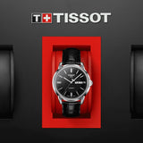 Buy Shop Tissot Automatics III Day Date Black Dial Black Leather Strap Watch For Men - T065.430.16.051.00 USA Online