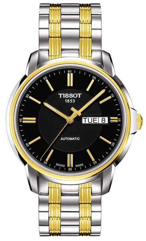 Buy Shop Tissot Automatics III Day Date Black Dial Two Tone Steel Strap Watch For Men - T065.430.22.051.00 USA Online