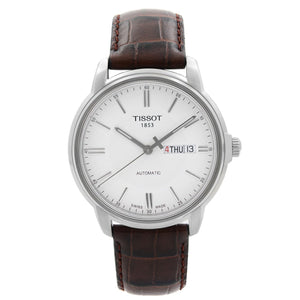 Buy Shop Tissot Automatics III Steel White Dial Brown Leather Strap Watch For Men - T065.430.16.031.00 USA Online