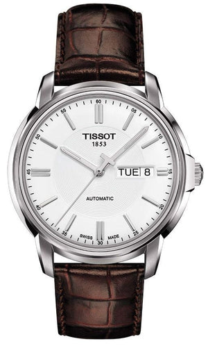 Buy Shop Tissot Automatics III Steel White Dial Brown Leather Strap Watch For Men - T065.430.16.031.00 USA Online