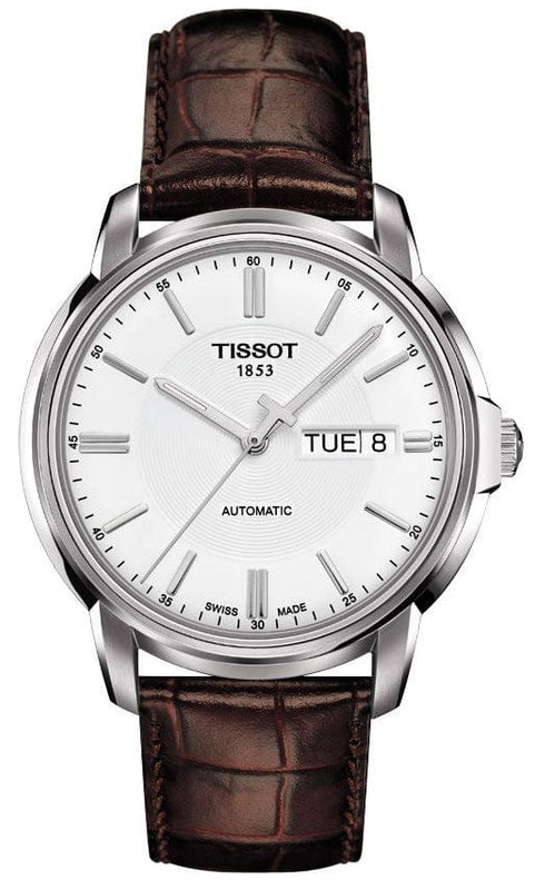 Buy Shop Tissot Automatics III Steel White Dial Brown Leather Strap Watch For Men - T065.430.16.031.00 USA Online