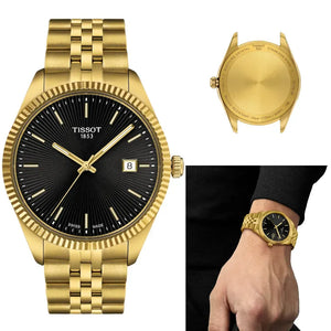 Buy Shop Tissot Ballade Quartz Black Dial Gold Steel Strap Watch for Men - T156.410.33.051.00 USA Online